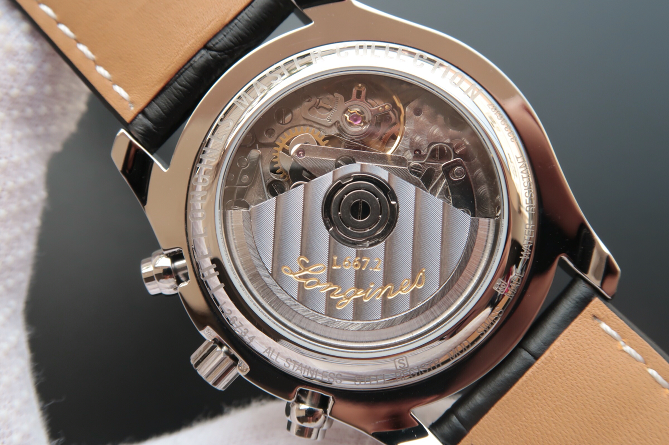 頂級浪琴名匠繫列L2.673.4.78.3八針皮帶月相錶￥6780元-高仿浪琴