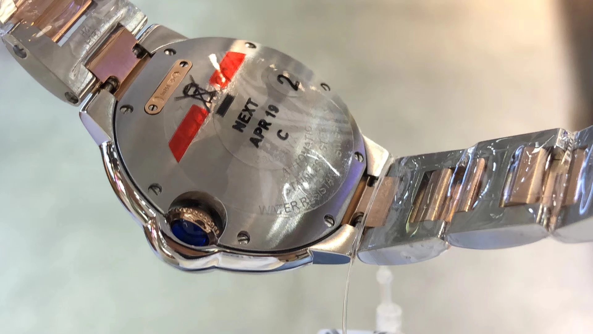 一比一復刻正品刻模卡地亞藍氣球繫列間玫瑰金男士機械腕錶￥3550元-高仿卡地亞