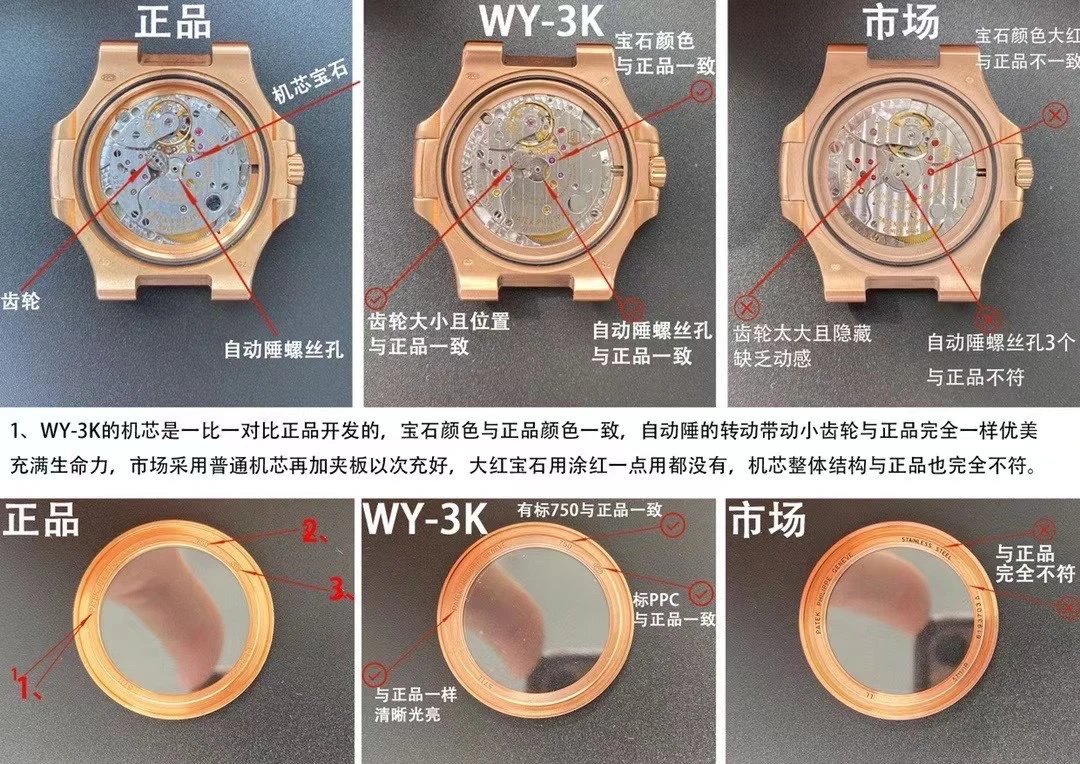 百達翡麗鸚鵡螺推出升級原版機無噪音刻字版“18k金”機械男錶￥4380-高仿百達翡麗