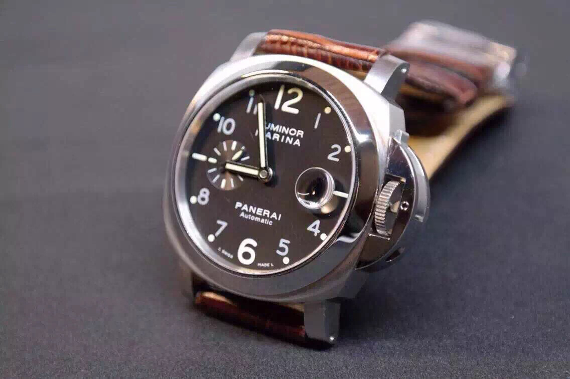 沛納海PAM164 繫列 LUMINOR 牛皮錶帶 自動機械 男士腕錶￥3980-高仿沛納海